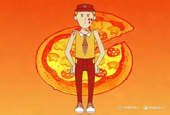 Character in Vibrant Pizza-Themed Uniform Showcases Fun Aesthetic – AI Generated Video | Hailuo AI