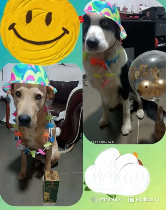 Dancing Dogs Celebrate in Colorful Party Scene – AI Generated Video | Hailuo AI