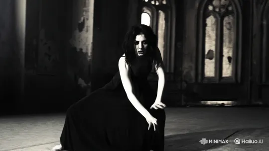 Gothic Theater: Woman's Intense Avant-Garde Dance – AI Generated Video | Hailuo AI
