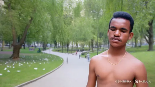 Contemplative Youth in Scenic Park Setting – AI Generated Video | Hailuo AI