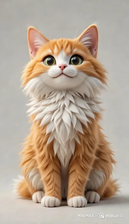 Calm and Cute Orange and White Cat in Slow Motion – AI Generated Video | Hailuo AI
