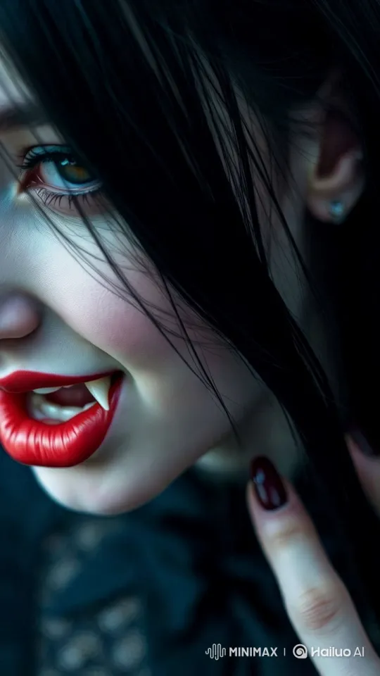 4K Close-Up of a Red-Lipped Girl with Striking Features – AI Generated Video | Hailuo AI