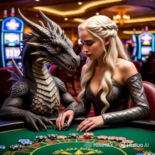 Luxurious Casino Scene with Girl and Dragon – AI Generated Video | Hailuo AI