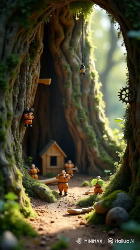 Miniature World: Violinist and Collaborative Forest Life – AI Generated Video | Hailuo AI