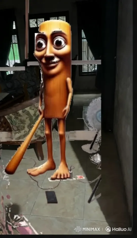 Tung Tung: Animated Character in Realistic Dim Room – AI Generated Video | Hailuo AI