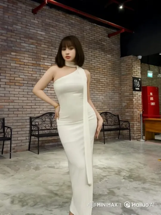 Woman with 6800cm Hair Showcases Elegance in Modern Space – AI Generated Video | Hailuo AI