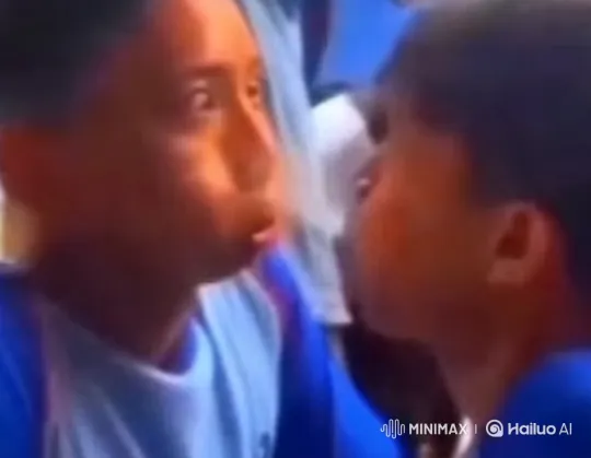Boys Engage in Cheek-Puffing Playful Contest – AI Generated Video | Hailuo AI