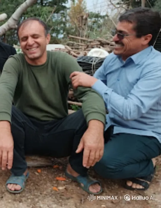 Two Men Share Laughter and Warm Embrace Outdoors – AI Generated Video | Hailuo AI