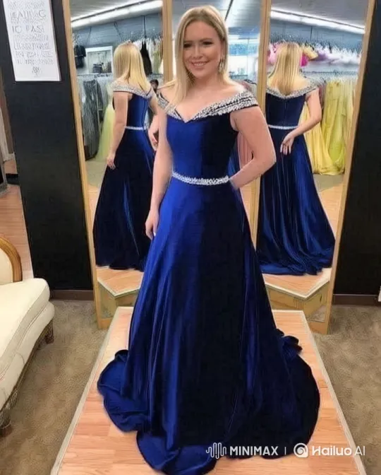 Woman in Elegant Blue Gown on Boutique Platform – AI Generated Video | Hailuo AI