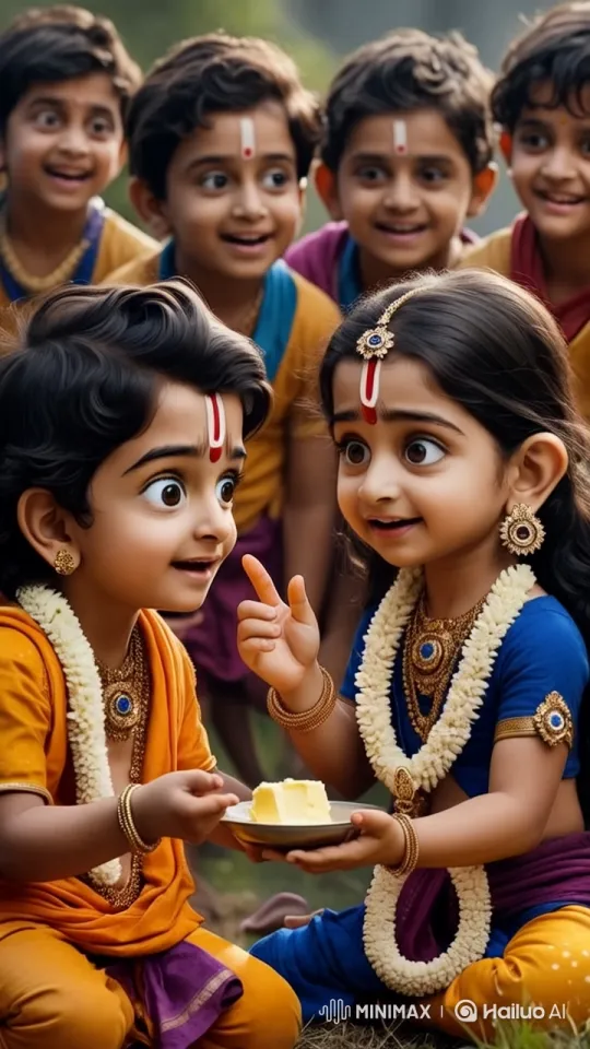 Children Share Butter in Traditional Attire – AI Generated Video | Hailuo AI