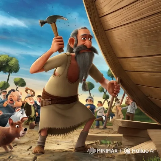 Bearded Man Builds Structure Amidst Crowds' Reactions – AI Generated Video | Hailuo AI