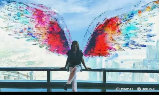 Woman with Wings Enjoys Graceful Dance in Cityscape – AI Generated Video | Hailuo AI