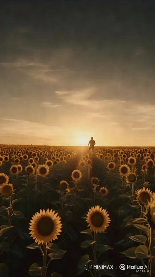 Swift Girl Running Through Sunflower Field at Sunset – AI Generated Video | Hailuo AI