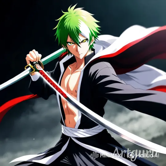 Warrior with Green Hair Begins Dramatic Battle Scene – AI Generated Video | Hailuo AI
