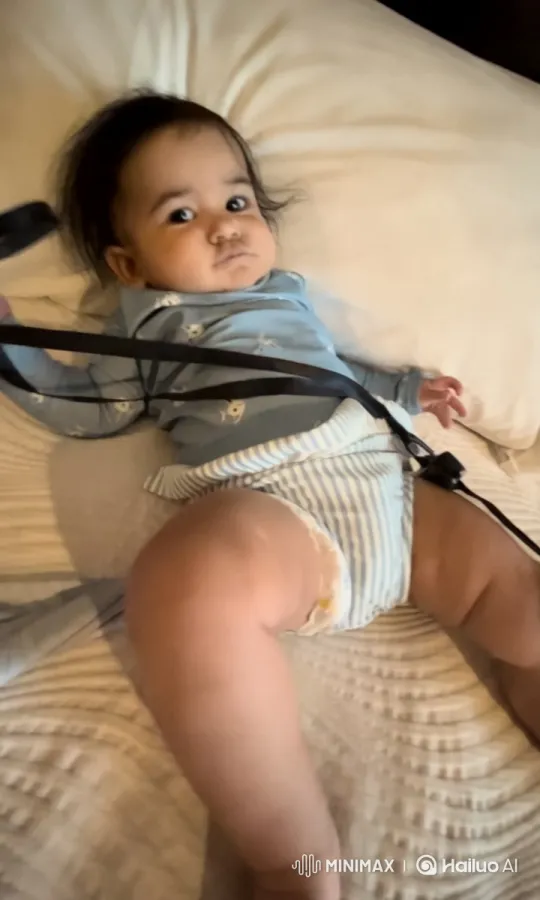 Baby Dancing Joyfully on Bed Captured on Camera – AI Generated Video | Hailuo AI