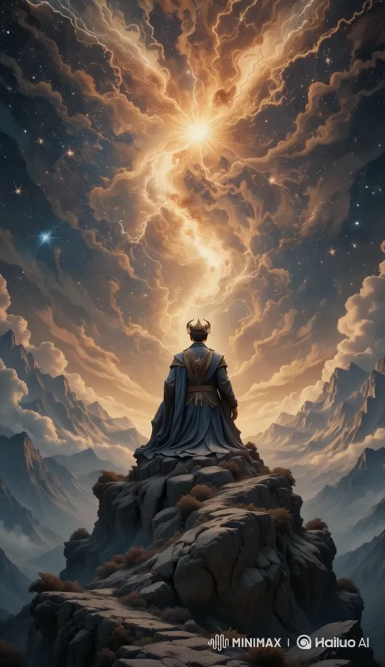 Heavenly Emperor Amidst Cosmic Majesty – AI Generated Video | Hailuo AI