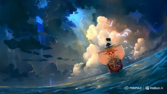 Pirate Ship Navigates Turbulent Seas in Dramatic Voyage – AI Generated Video | Hailuo AI