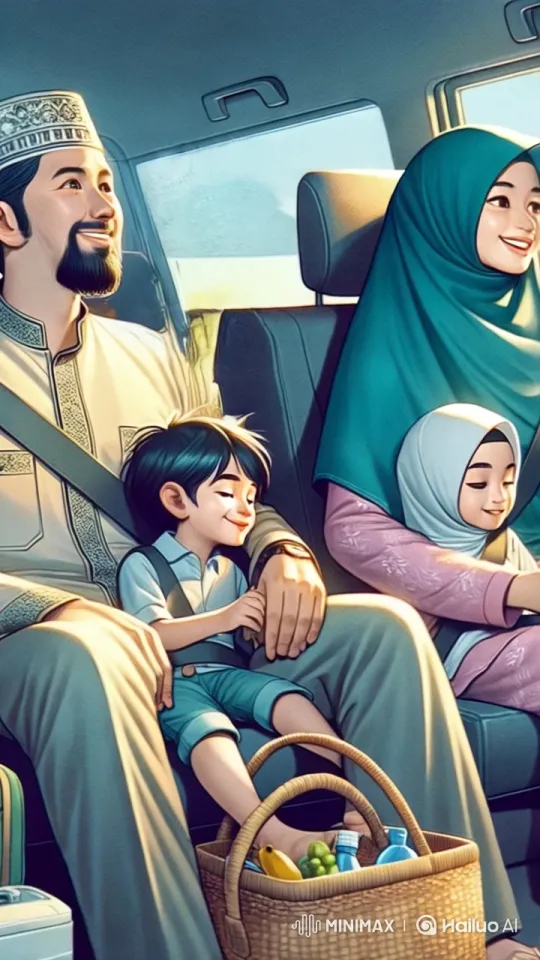 Family Celebrates Eid Holiday with Joyful Road Trip – AI Generated Video | Hailuo AI