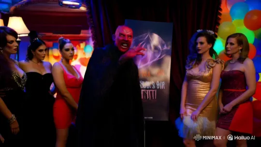 Women's Burlesque Party: Satan Unmasks as Stunning Woman – AI Generated Video | Hailuo AI
