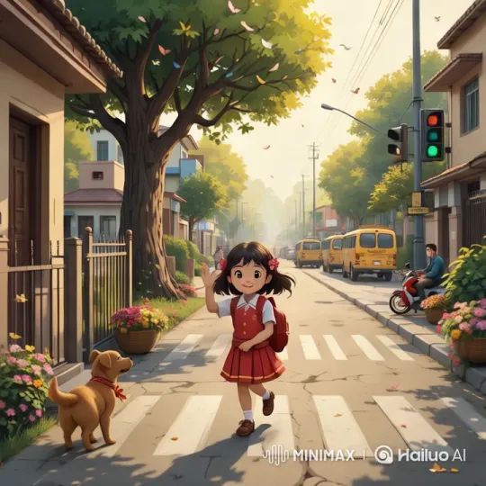Girl and Dog Walk, Nature and City Life Unfold – AI Generated Video | Hailuo AI