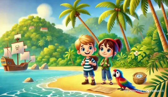 Jack and Mia Discover Treasure on Tropical Island – AI Generated Video | Hailuo AI