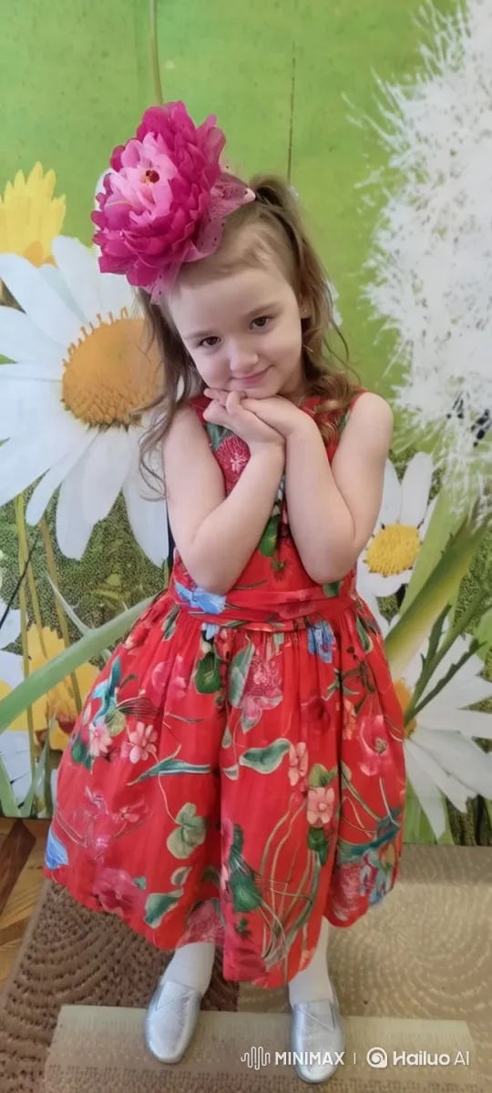 Innocent Charm of a Little Girl in a Floral Dress – AI Generated Video | Hailuo AI