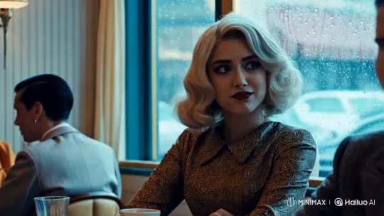Vintage Café: A Nostalgic Encounter in the Rain – AI Generated Video | Hailuo AI