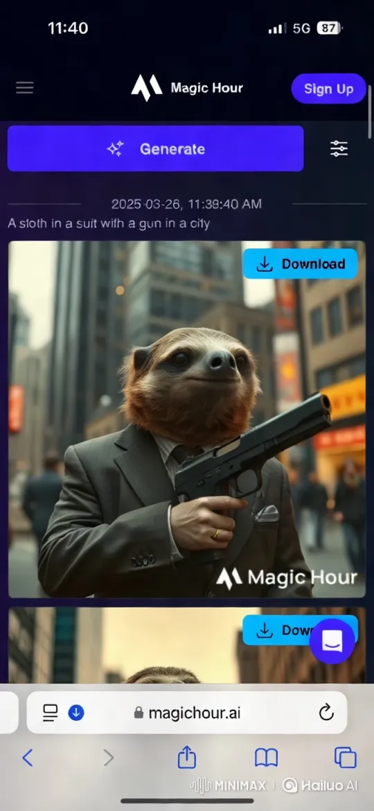 Sloth in Suit Plots Murder of John Pork in Cityscape – AI Generated Video | Hailuo AI