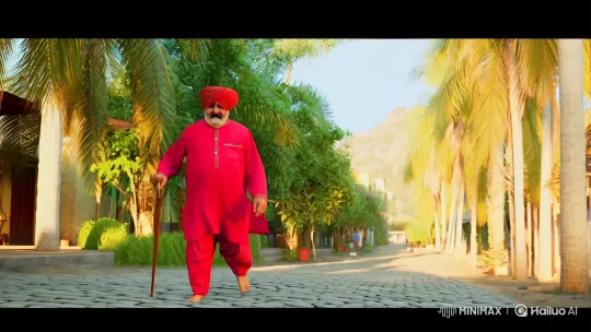 Aesthetic Walk: Old Man in Vibrant Red on Sunlit Street – AI Generated Video | Hailuo AI