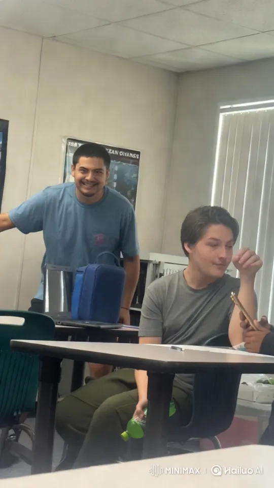 Affectionate Moment Between Couple in Bright Classroom – AI Generated Video | Hailuo AI