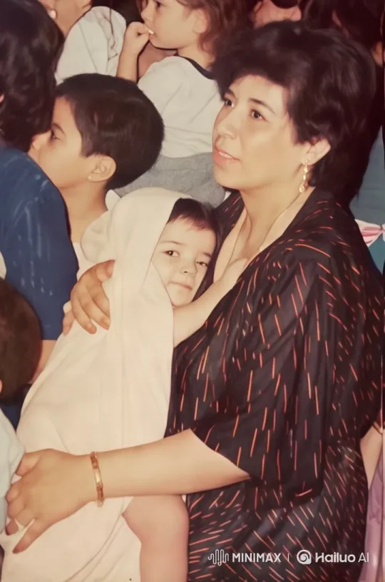 Mother and Child Embrace in Lively Crowd – AI Generated Video | Hailuo AI