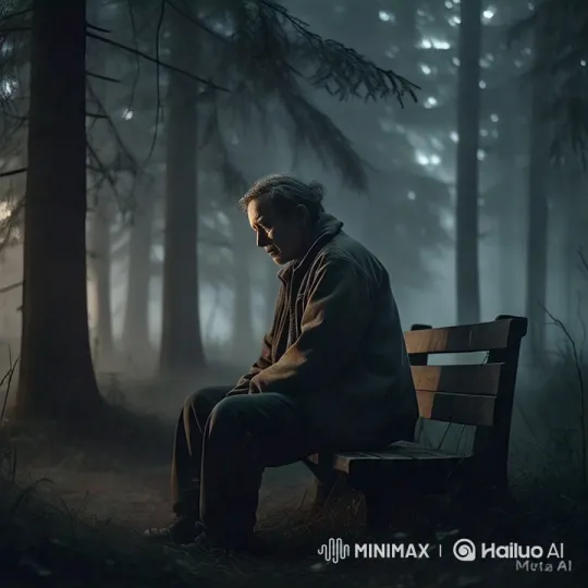Contemplative Older Man in a Melancholic Forest Setting – AI Generated Video | Hailuo AI