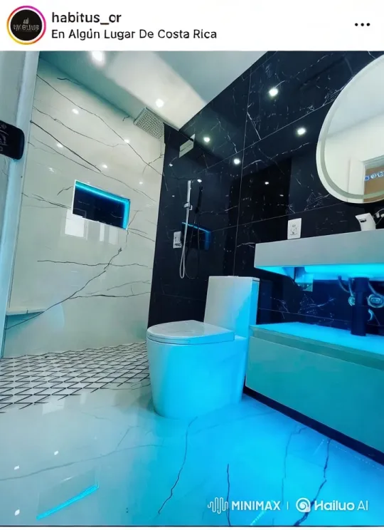 Luxurious Bathroom Renovation with Marble and LED Highlights – AI Generated Video | Hailuo AI