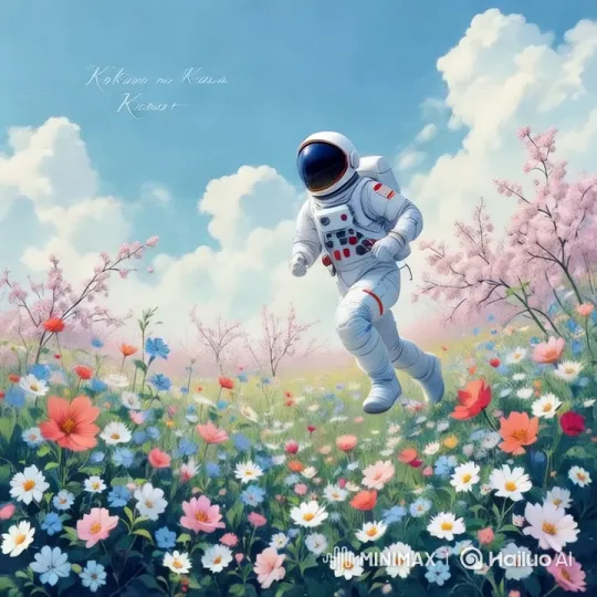 Astronaut Runs Through Colorful Flower Field – AI Generated Video | Hailuo AI