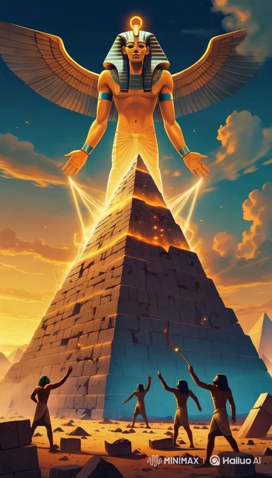 Surreal Live2D Animation: Mythical Pyramid Construction – AI Generated Video | Hailuo AI