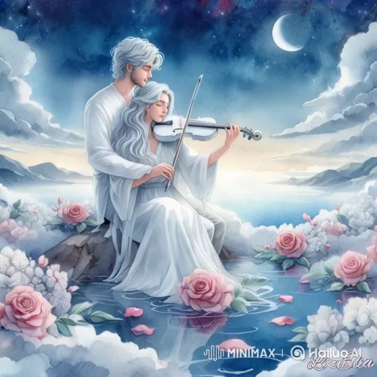 Romantic Couple Embraced by Tranquil Landscape and Violin Music – AI Generated Video | Hailuo AI
