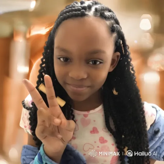 Young Girl Showcases Peace Sign with Dreamy Aesthetic – AI Generated Video | Hailuo AI