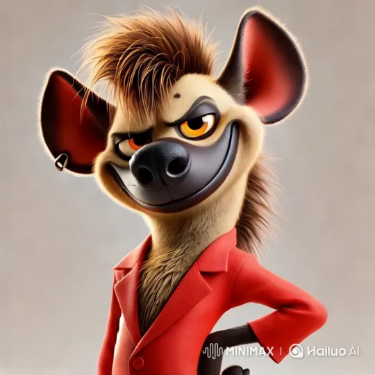Animated Hyena Dances Joyfully in Red Suit – AI Generated Video | Hailuo AI