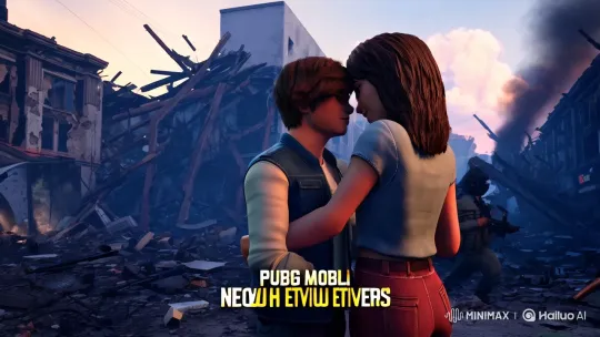 Intimate Moment Amidst PUBG Mobile's Chaos – AI Generated Video | Hailuo AI