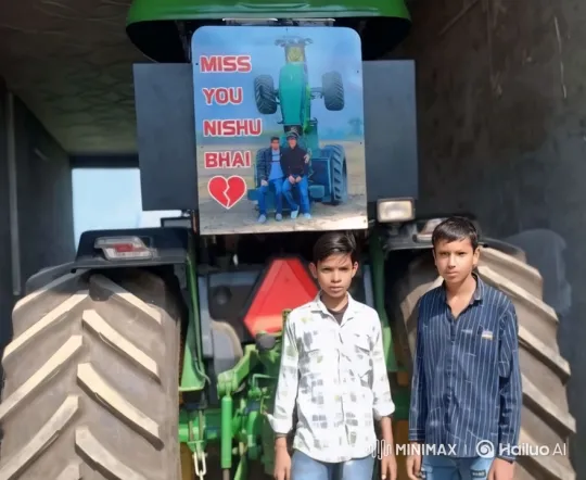 Boys Tribute to Nishu with Emotional Sign on Tractor – AI Generated Video | Hailuo AI