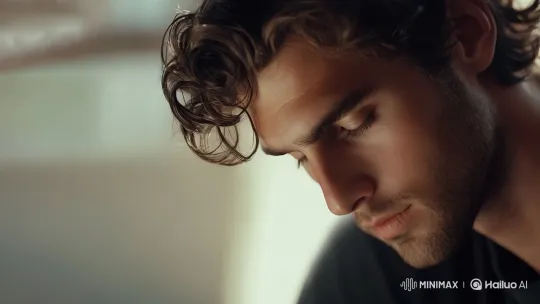 Tranquil Scene: Gentle Hair Movement in Softly Blurred Background – AI Generated Video | Hailuo AI
