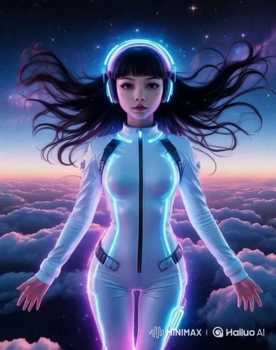 Girl Floating in Zero Gravity with Fluttering Hair – AI Generated Video | Hailuo AI
