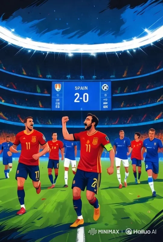Spain Triumphs in Football Match: Stadium Celebration – AI Generated Video | Hailuo AI