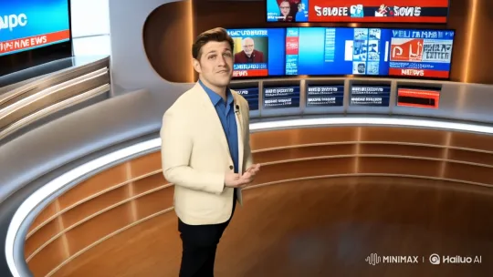 Professional News Anchor in Modern Studio – AI Generated Video | Hailuo AI