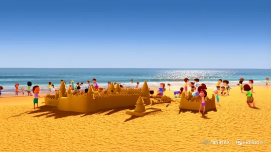 Vibrant Beach Day in Pixar-Style Animation – AI Generated Video | Hailuo AI