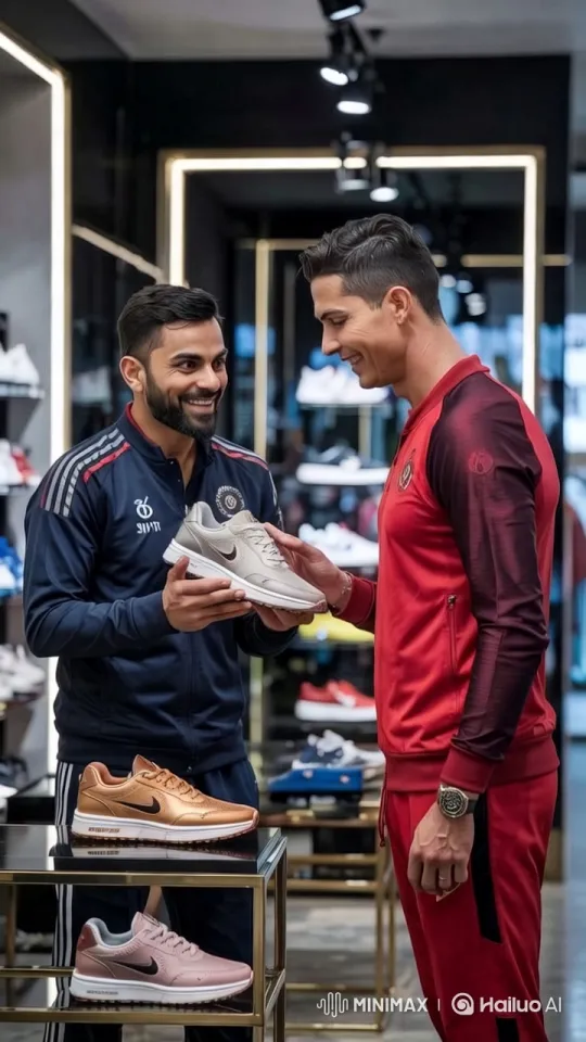 Virat Kohli and Ronaldo in High-Style Sneaker Store – AI Generated Video | Hailuo AI