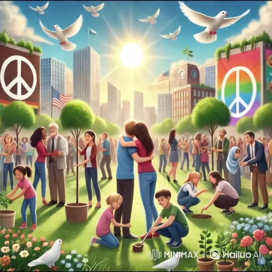 Vibrant City Park Promotes Peace and Unity – AI Generated Video | Hailuo AI