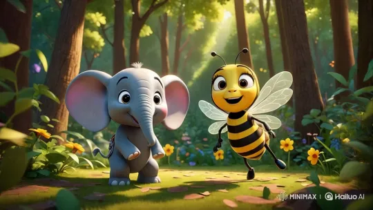 Elephant and Bee: From Conflict to Friendship in the Forest – AI Generated Video | Hailuo AI