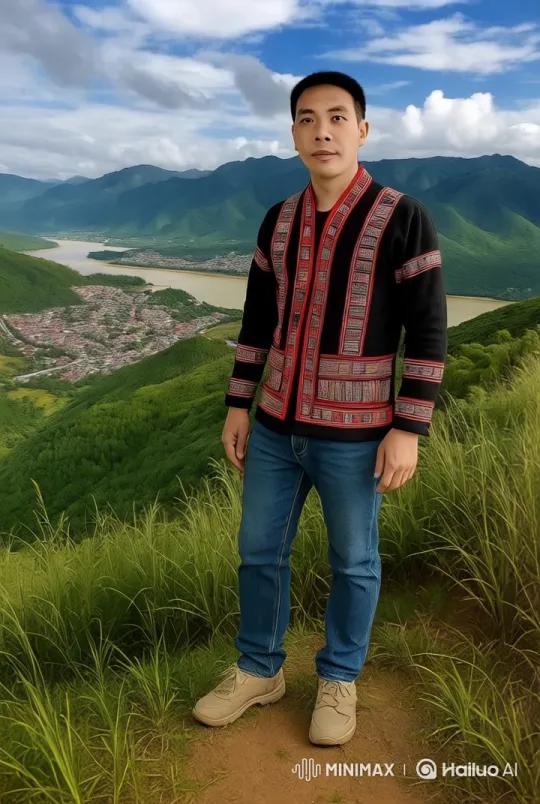 Traditional Attired Man Leaps into Scenic Valley Panorama – AI Generated Video | Hailuo AI