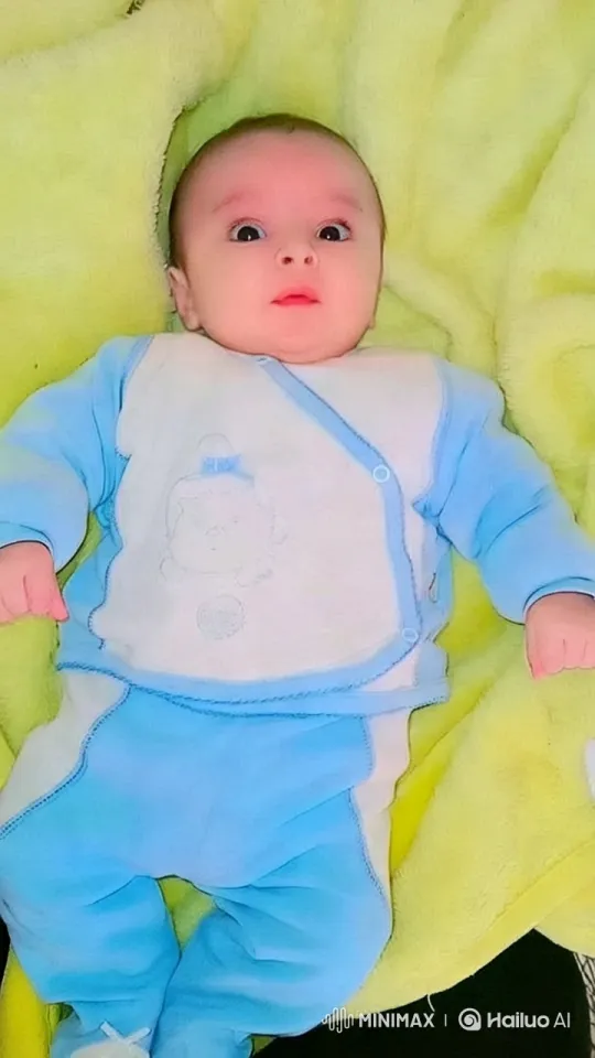 Innocent Tranquility: Baby's Gentle Moments on Yellow Blanket – AI Generated Video | Hailuo AI